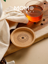 Japanese MOMO Cork desktop large coaster anti-drip round wood color