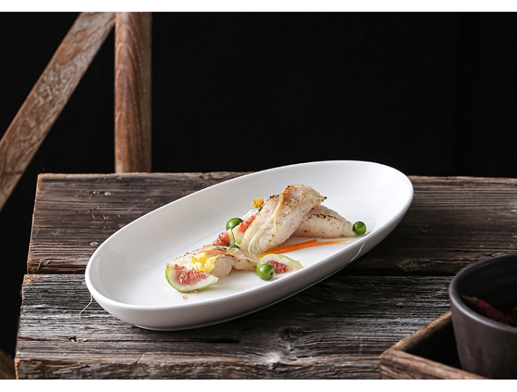 The Food dish ceramic household Japanese - style tableware plate number plates rectangular fish dish of steamed fish creative deep fish dish of northern Europe