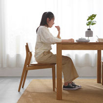 ) Nordic solid wood dining table wood wax oil household environmental protection small household dining table and chair combination white oak logs