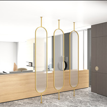 Nordic Wrought iron Changhong glass screen Living room office bathroom Rotatable Ju Cai partition wall Entrance