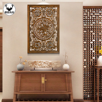 Dongyang wood carving pendant vertical screen solid wood carving wall decoration antique Chinese pendant living room entrance