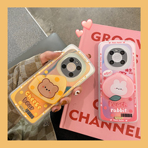 Cheese Small Bear Rabbit Bracket Suitable for Huawei mate40pro mobile phone shell mate30 softshell 30epro cute cartoon mate40e laser couple men and women all-bag-proof