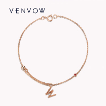 18k rose gold inlaid diamond letter bracelet lady color gold ruby hand decorated temperament birthday present