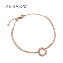 VENVOW interwoven 18k rose gold inlaid diamond twist bracelet womens colorful gold ring bracelet temperament