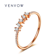 VENVOW Wintile Jewellery 18K Rose Gold Ring Square Drilling for the Daughter Ring Minimalist Light Extravagant Design Sensation