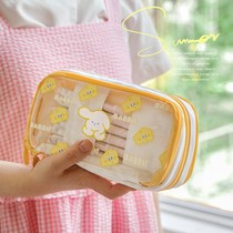 In 2022 the new cute and transparent pen bag student pencil case large-capacity stationery bag ins Japanese school girls primary school students girl net red high-faced junior high school student pen box