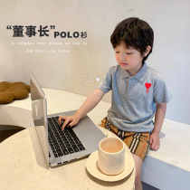 Shrimp paste hemp childrens clothes boys clothes spring 2022 baby summer clothes childrens T-shirt mens pure cotton polo shirt tide