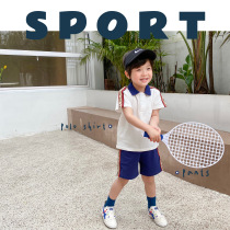 Shrimp paste hemp childrens clothing boys sports suit summer new foreign style baby casual childrens two-piece suit trendy