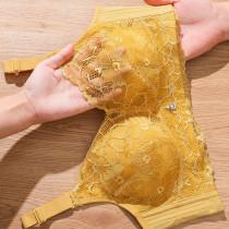 Full cup Thai natural latex underwear womens thin big chest display small bra without steel rings gathered anti-sagging bra