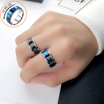 Rotating Roman numeral ring male trendy person ins personality fashion Japanese and Korean single index finger ring Lady titanium steel