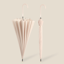 16 BONE AUTOMATIC LONG HANDLE UMBRELLA FEMALE LARGE NUMBER INS WIND SOLAR SYSTEM BEND HOOK SENS ANTI WIND RETRO STRAIGHT ROD CUSTOM LOGO