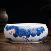 Hand-painted tea washing household large Zen Jingdezhen ceramic extra large cup washing basin Kung Fu tea set spare parts