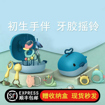 Newborn baby face-to-face gift Baby rattle toy Bite newborn gift coax baby artifact box Full moon gift toy