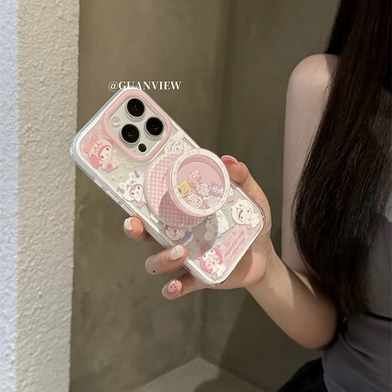 INS CUTE SANRIO 헤드 커버 SHAINK SHAING SEGNETIC ARMICTION BRACKET iPhone 16Promax Apple 15 휴대 전화 케이스 14Pro 2-in-one silicone 13 방지 16 보호 커버 INS CUTE SANRIO 헤드 커버 SHAINK SHAING SEGNETIC ARMICTION BRACKET iPhone 16Promax Apple 15 휴대 전화 케이스 14Pro 2-in-one silicone 13 방지 16 보호 커버