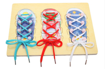 Children Early teaching threading plate Montessori Laces Tying up to the Child Integral Monte Wooden Tie Plate