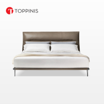 Toppinis bed master bedroom high-end atmosphere genuine leather bed villa master bedroom 1 8 m designer Italian-style extremely simple wedding bed