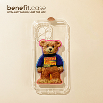 Benefit Japan-ROK cartoon standing little bear applies Apple 13promax mobile phone shell cute iphone12mini transparent xsmax creative xr small crowd 8pl