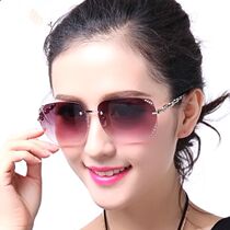 2022 new rimless cut edge sunglasses trendy sunglasses female big face thin fashion summer glasses UV protection