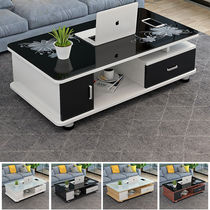 2022 new rounded corners tea table minimalist modern living room tea table small family type tea table tempered glass simple and multi-service