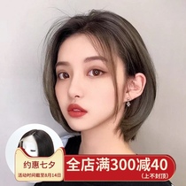 Front lace wig Female full headgear Full true natural incognito Middle long hair female real human hair bobble short hair styling