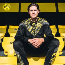 BVB多特蒙德大黄蜂印花球员训练足球立领拉链外套夹克男