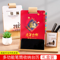 Desktop Office Calendar 2022 Wooden Notebook Note Desktop Calendar Big Brid Work Calendar Enterprise Advertising Hot Golden Tiger Annual Calendar Time Management Multifunction