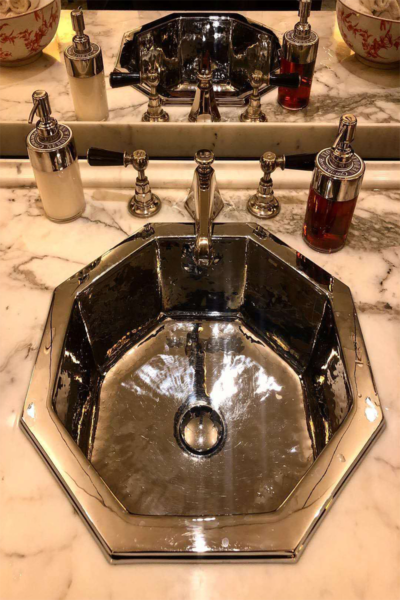 Hotel Wash Basin Hong Kong Treasures London Rosewood Designer Home Art Bar embedded in the copper stage basin