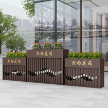 Iron outdoor combination flower box municipal partition rectangular flower bed square stainless steel outer swing custom creative flower trough