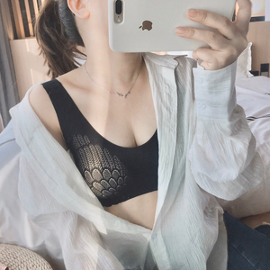 薄款泰国乳胶运动内衣女无痕钢圈小胸聚拢收副乳蕾丝美背心式文胸