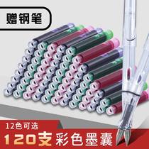 (12 color) pen color ink sack ink bile generic 3 4mm large caliber replaceable blue orange pink red teacher with pen ink sack elementary school raw male girl non-carbon unblocked pen