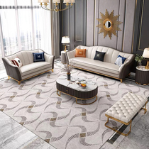 Postmodern American light extravagant minimalist real leather solid wood sofa-style modern minimalist small family living room trio combined