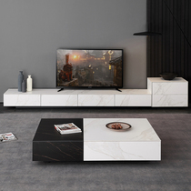Italian minimalist modern minimalist light and luxurious living room Nordic cupboards tea table rock plate TV cabinet tea table composition