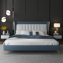 Willstyle light extravaganza modern minimalist Nordic genuine leather bed master bedroom with small family size double bed soft bed high-end wedding bed