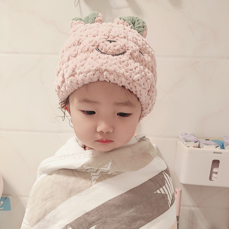 Export Japan children's dry hair cap Absorbent girl quick dry cleaning head shower cap Baby dry hair towel cute thickened towel