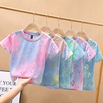 Children hollow short sleeve 2021 summer new small and medium Children Baby thin breathable round neck 1-7 year old shirt T-shirt