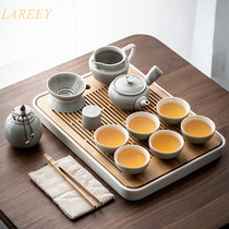 LAREEY Cigarette Ash Glaze Day Style Kongfu Tea Suit Home Delivery Living-room Minima Ceramic Dry Tea Tray Gift Box