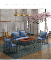 Nordic Wind Iron Art Sofa web Red burst Sofa Hairdresden special sofa Easy sofa Beauty hair Shop sofa