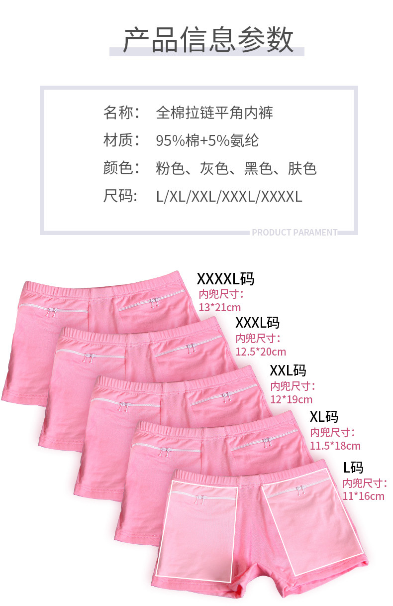 Antitheft Underwear Women's Pure Cotton Boxer with Pocket Double