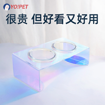 Grapefruit Cat Bowl Cat Food Basin Double Bowl protection Spinal Suspension Anti-Felting Cat Pan Pet Dog Ceramic Glass Water Bowl