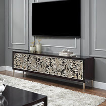 Jiyou home light luxury TV cabinet coffee table combination solid wood modern simple paint Italian Villa Nordic living room floor cabinet