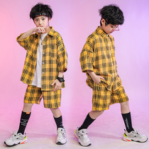 Boy hip hop Wind Children Street Dance Tidal Dress Girl Hiphop Plaid Suit Fewer Children To Perform Costumes