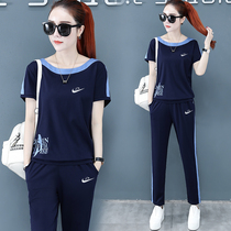 Official flagship store Official Flagship Store Casual Sportswear Suit Ladies Summer New Big Code Pure Cotton Two Sets Tide