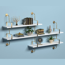 Wall-placed bookshelves Gravity Strong Nordic Lined Partition Hanging Wall Multilayer Solid Wood Wall-mounted Iron Art Living Room Shelf