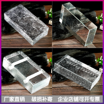 Glass brick Transparent square partition wall Crystal bar light-transmissive frosted brick Outdoor fine grinding curtain wall landscape wall perforated brick