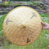 Rain hat bucket hat-hat-rain-proof bamboo woven straw hat for tea and men and women sign for agricultural wear with ancient wind sun-shading sub-fishing