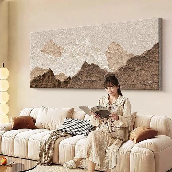 Wasabi style abstract living room decoration painting back with mountain sofa background wall hanging painting cream texture sense banner mural
Wasabi style abstract living room decoration painting back with mountain sofa background wall hanging painting cream texture sense banner mural