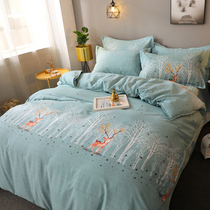 Autumn and winter thickened cotton polished four-piece warm quilt cover 1 5m1 8m2 2 double home bedding