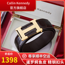 Calin kennedy Thai crocodile leather leather belt smooth buckle high grade trend steel buckle Korean tide