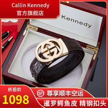 Callin Kennedy crocodile leather mens belt steel buckle leather automatic buckle upscale business luxury belt