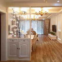 New Chinese art glass partition screen Modern decoration Aisle Living room Shoe cabinet entrance Translucent light luxury background wall